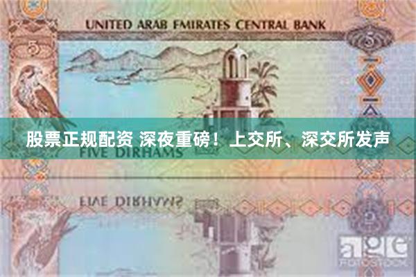股票正规配资 深夜重磅！上交所、深交所发声