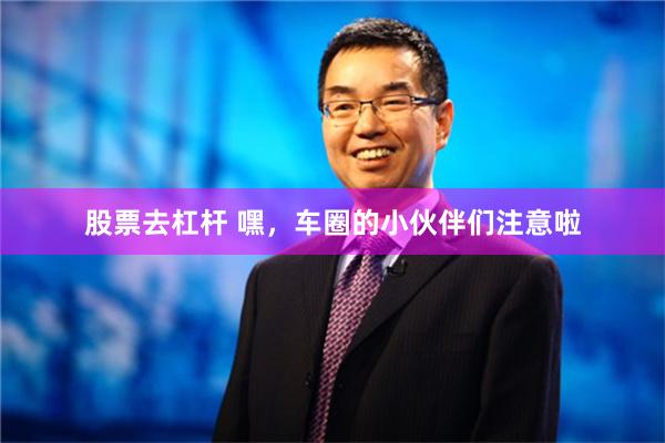 股票去杠杆 嘿，车圈的小伙伴们注意啦