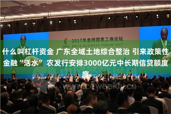 什么叫杠杆资金 广东全域土地综合整治 引来政策性金融“活水” 农发行安排3000亿元中长期信贷额度
