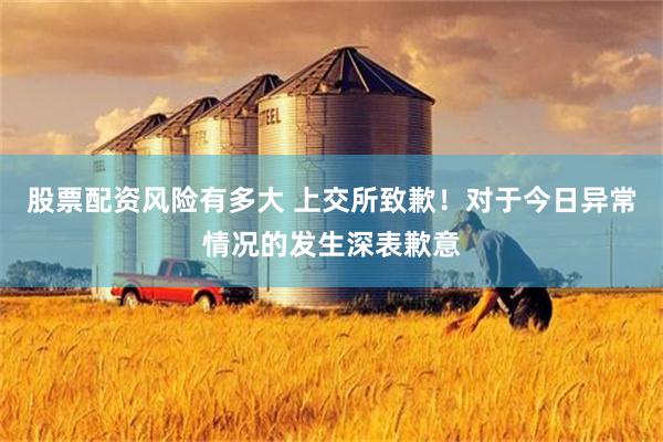 股票配资风险有多大 上交所致歉！对于今日异常情况的发生深表歉意