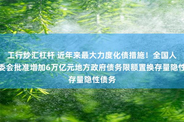工行炒汇杠杆 近年来最大力度化债措施！全国人大常委会批准增加6万亿元地方政府债务限额置换存量隐性债务