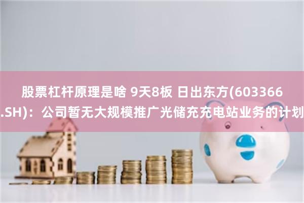 股票杠杆原理是啥 9天8板 日出东方(603366.SH)：公司暂无大规模推广光储充充电站业务的计划