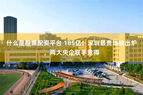 什么是股票配资平台 185亿！深圳最贵地块出炉，两大央企联手竞得