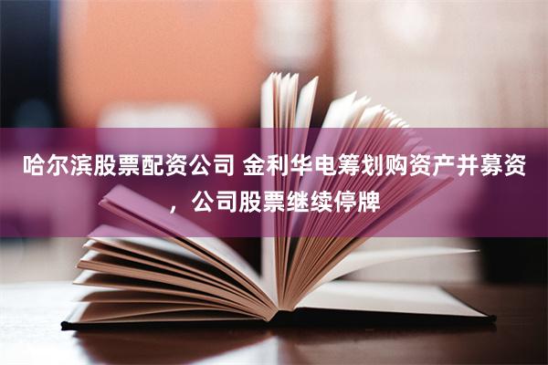 哈尔滨股票配资公司 金利华电筹划购资产并募资，公司股票继续停牌