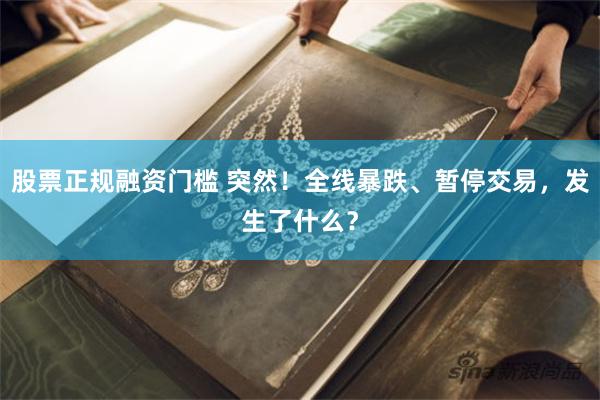 股票正规融资门槛 突然！全线暴跌、暂停交易，发生了什么？