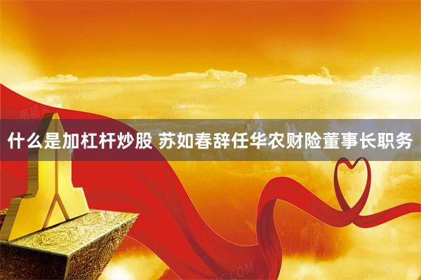 什么是加杠杆炒股 苏如春辞任华农财险董事长职务