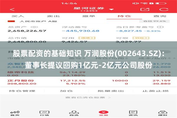 股票配资的基础知识 万润股份(002643.SZ)：董事长提议回购1亿元-2亿元公司股份