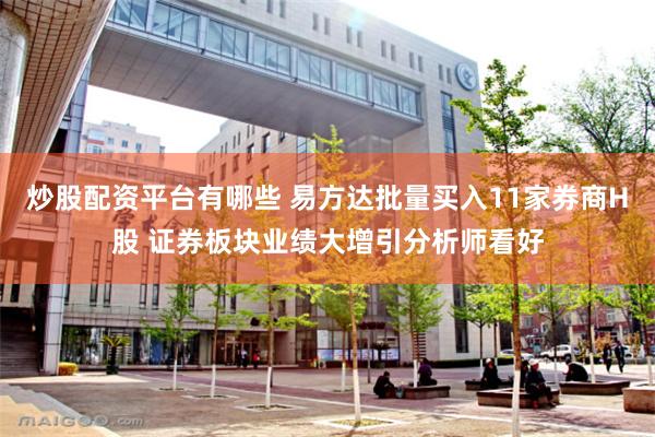 炒股配资平台有哪些 易方达批量买入11家券商H股 证券板块业绩大增引分析师看好